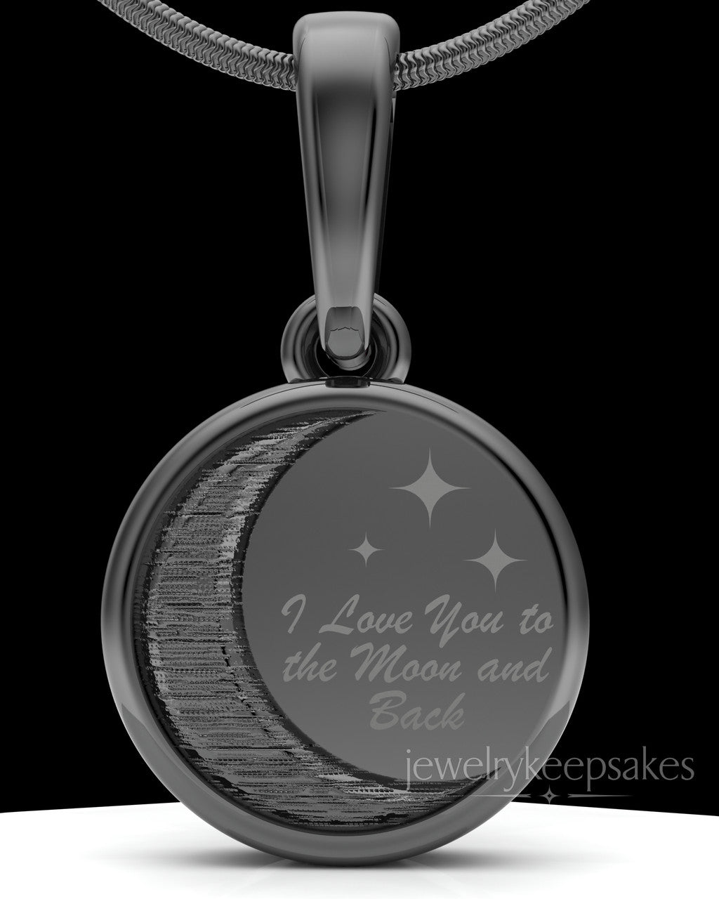 Black Plated Moon and Back Permanently Sealed Waterproof Keepsake Jewelry
