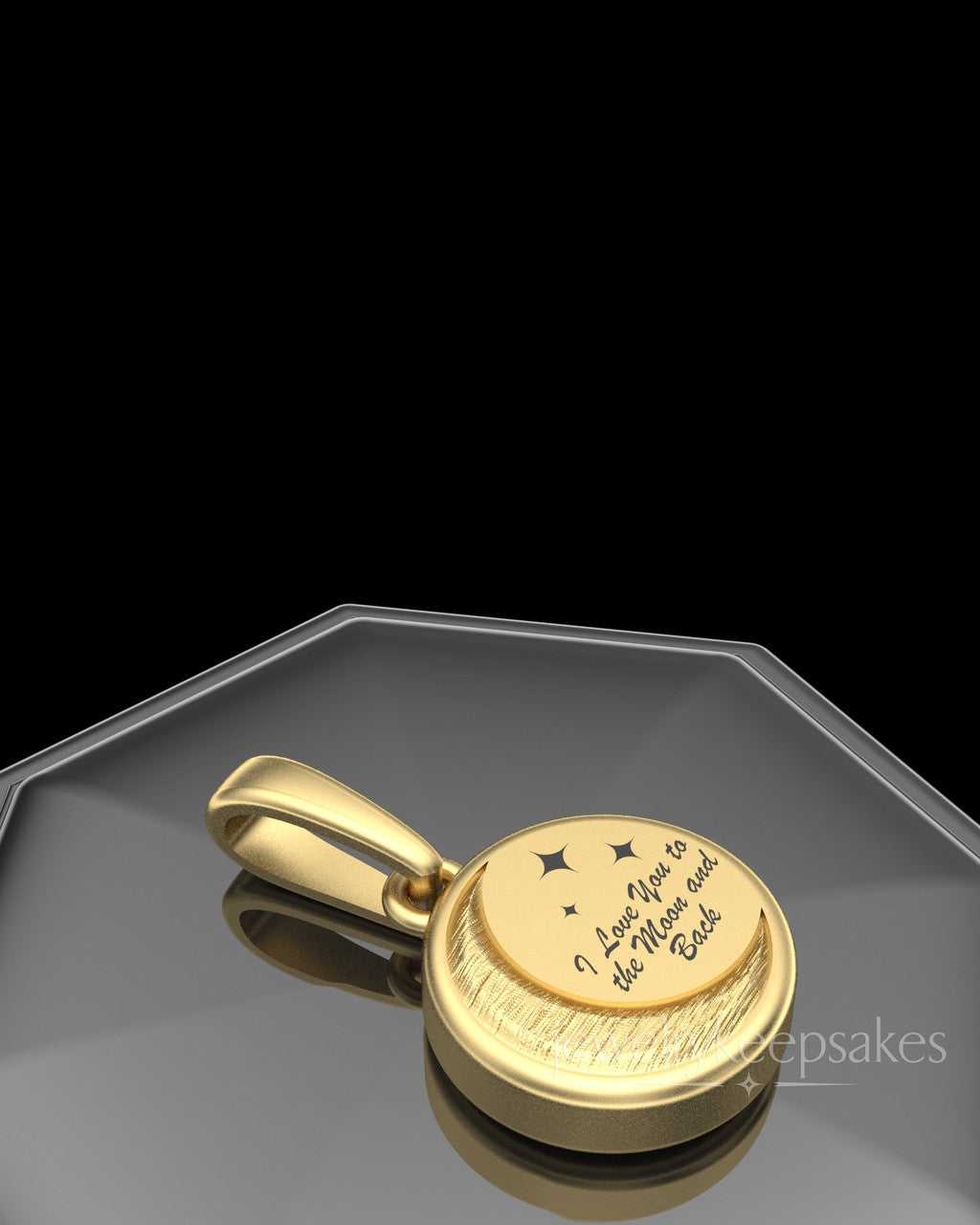 Gold Plated Moon and Back Permanently Sealed Waterproof Keepsake Jewelry
