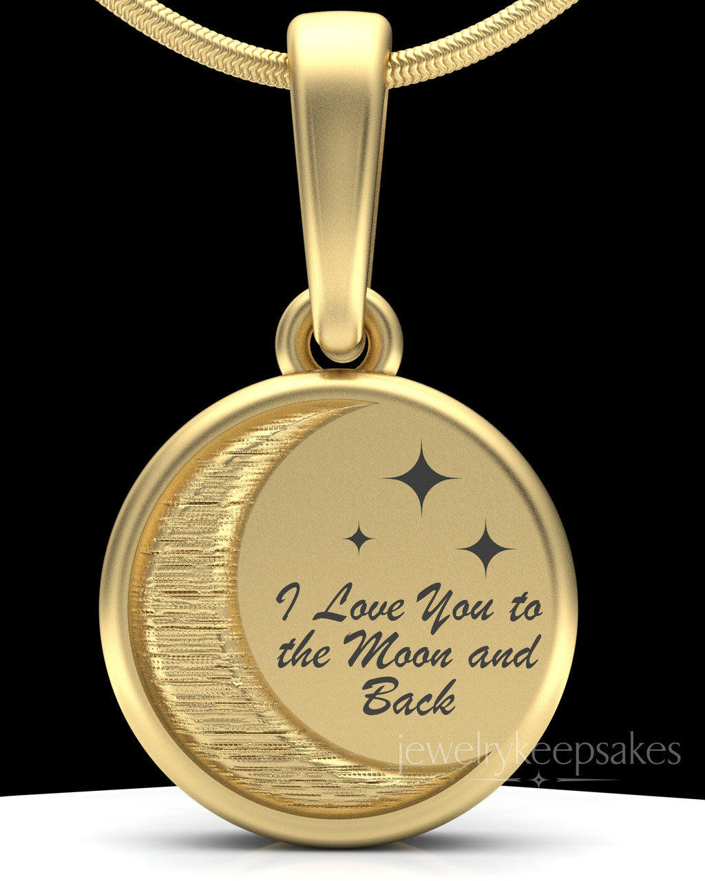 Gold Plated Moon and Back Permanently Sealed Waterproof Keepsake Jewelry
