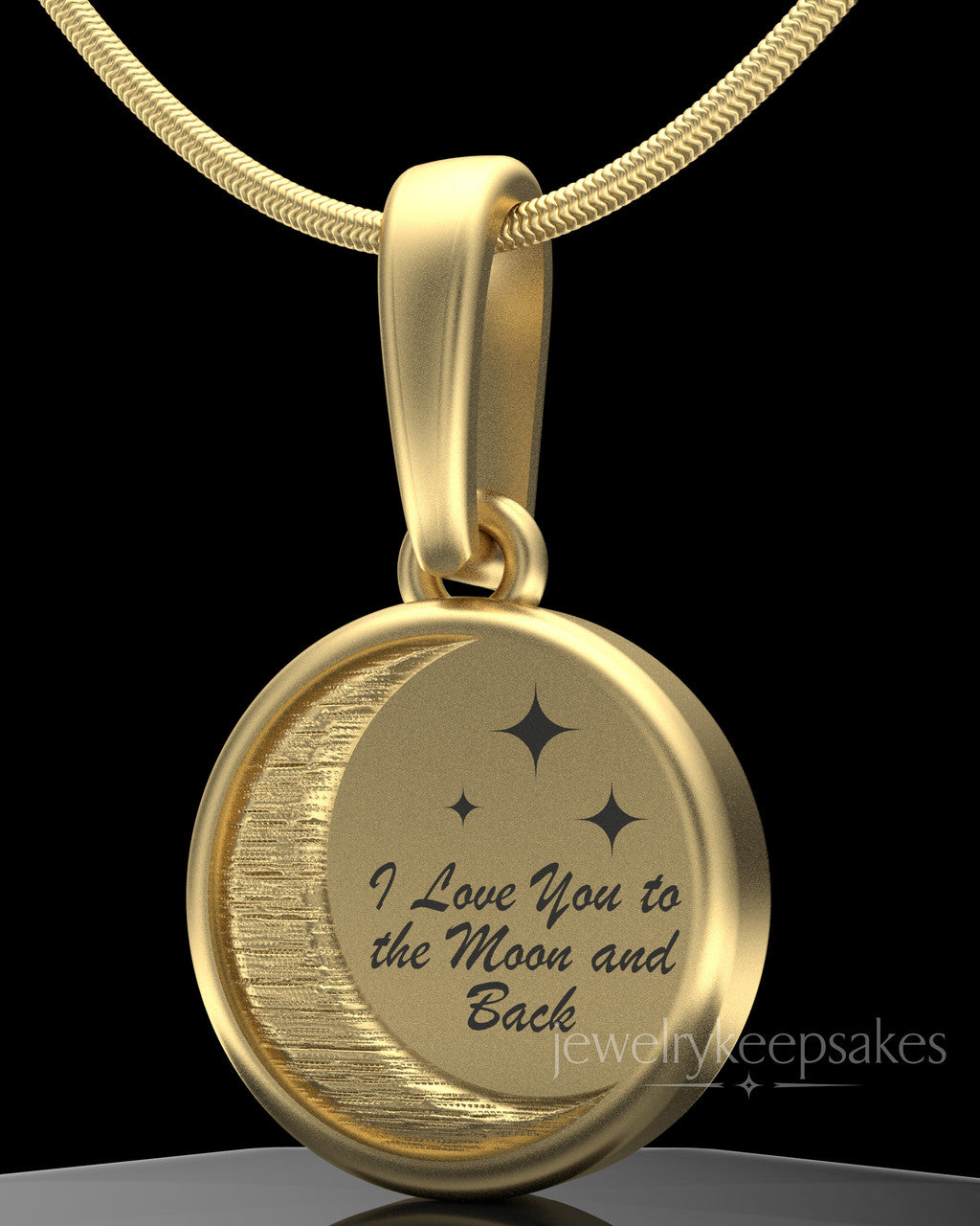 Gold Plated Moon and Back Permanently Sealed Waterproof Keepsake Jewelry