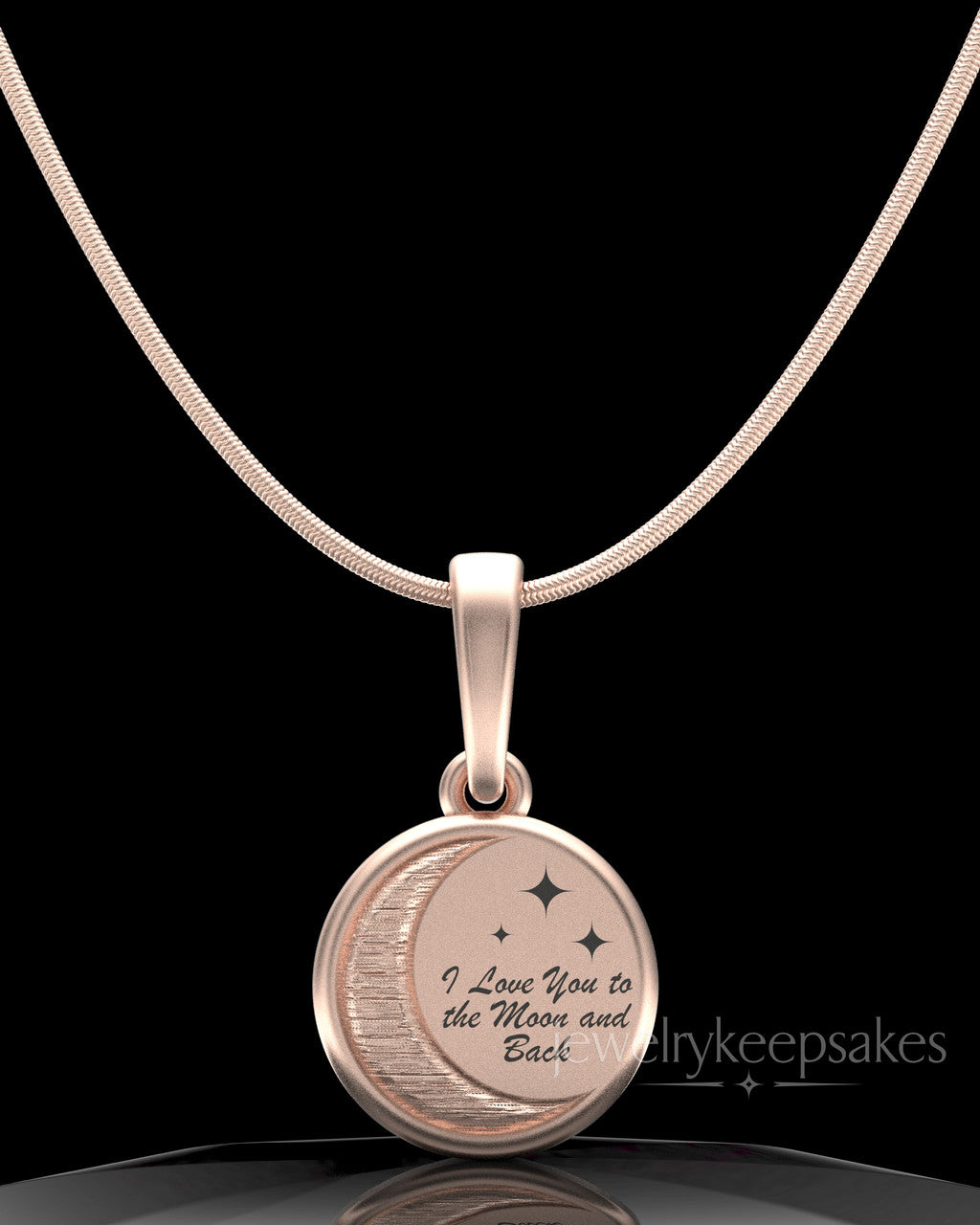 Rose Gold Plated Moon and Back Permanently Sealed Waterproof Keepsake Jewelry