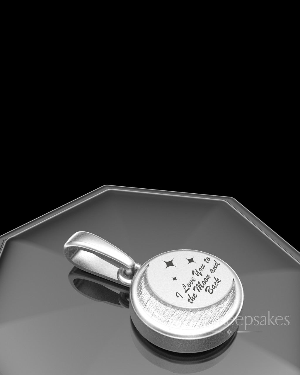 Solid 14k White Gold Moon and Back Permanently Sealed Waterproof Keepsake Jewelry