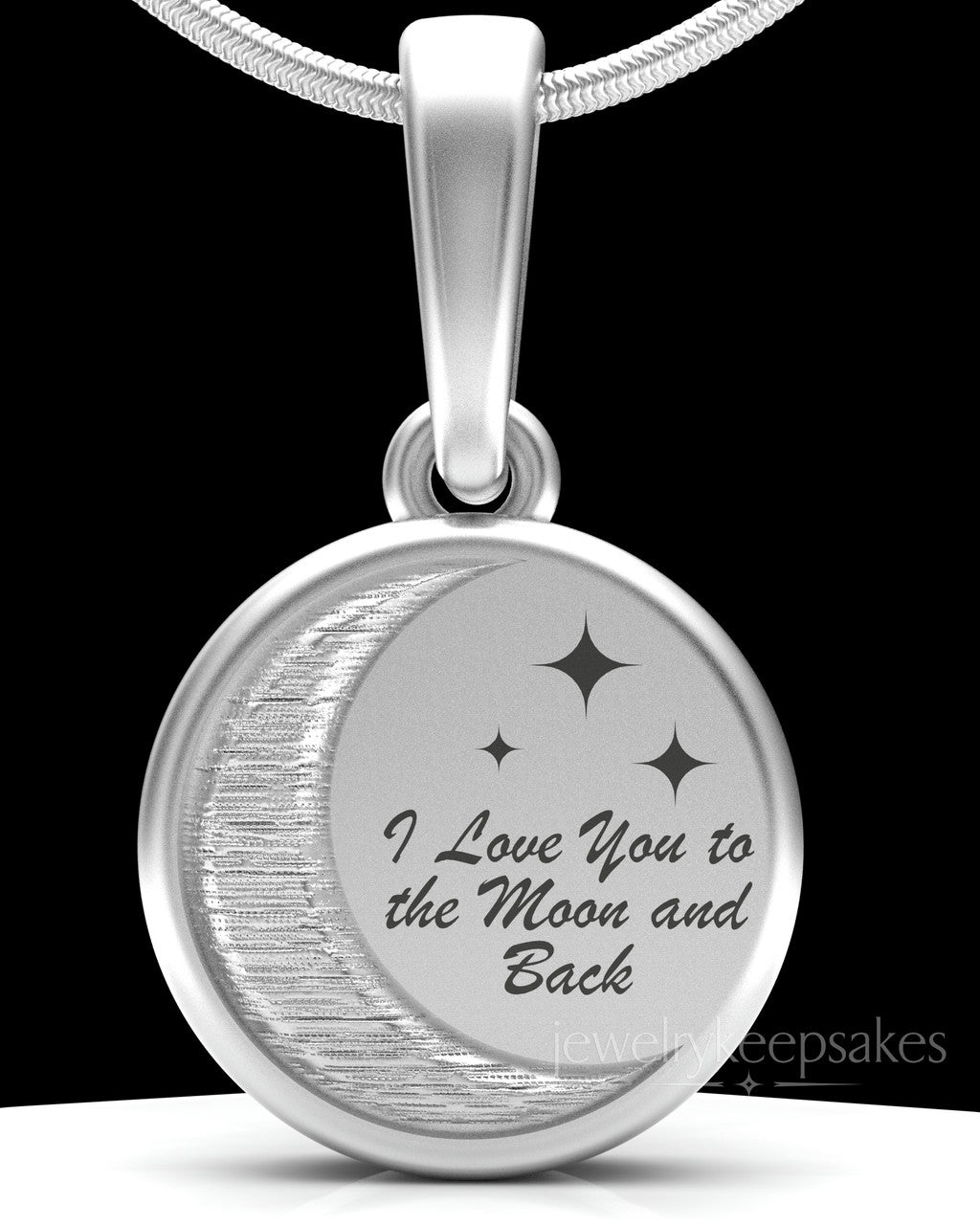 Solid 14k White Gold Moon and Back Permanently Sealed Waterproof Keepsake Jewelry