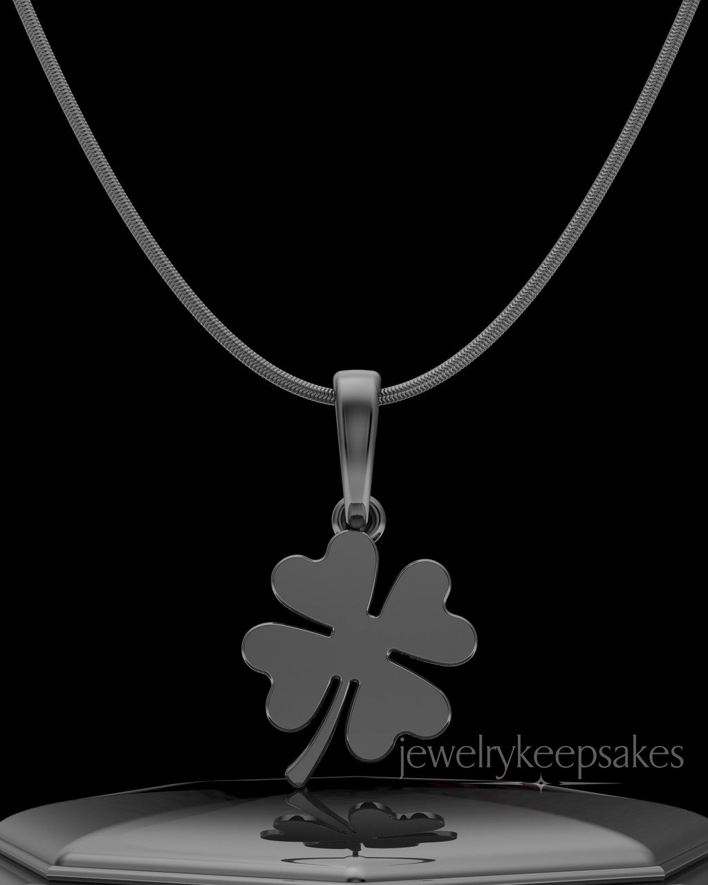 Black Plated My Lucky Clover Permanently Sealed Waterproof Keepsake Jewelry