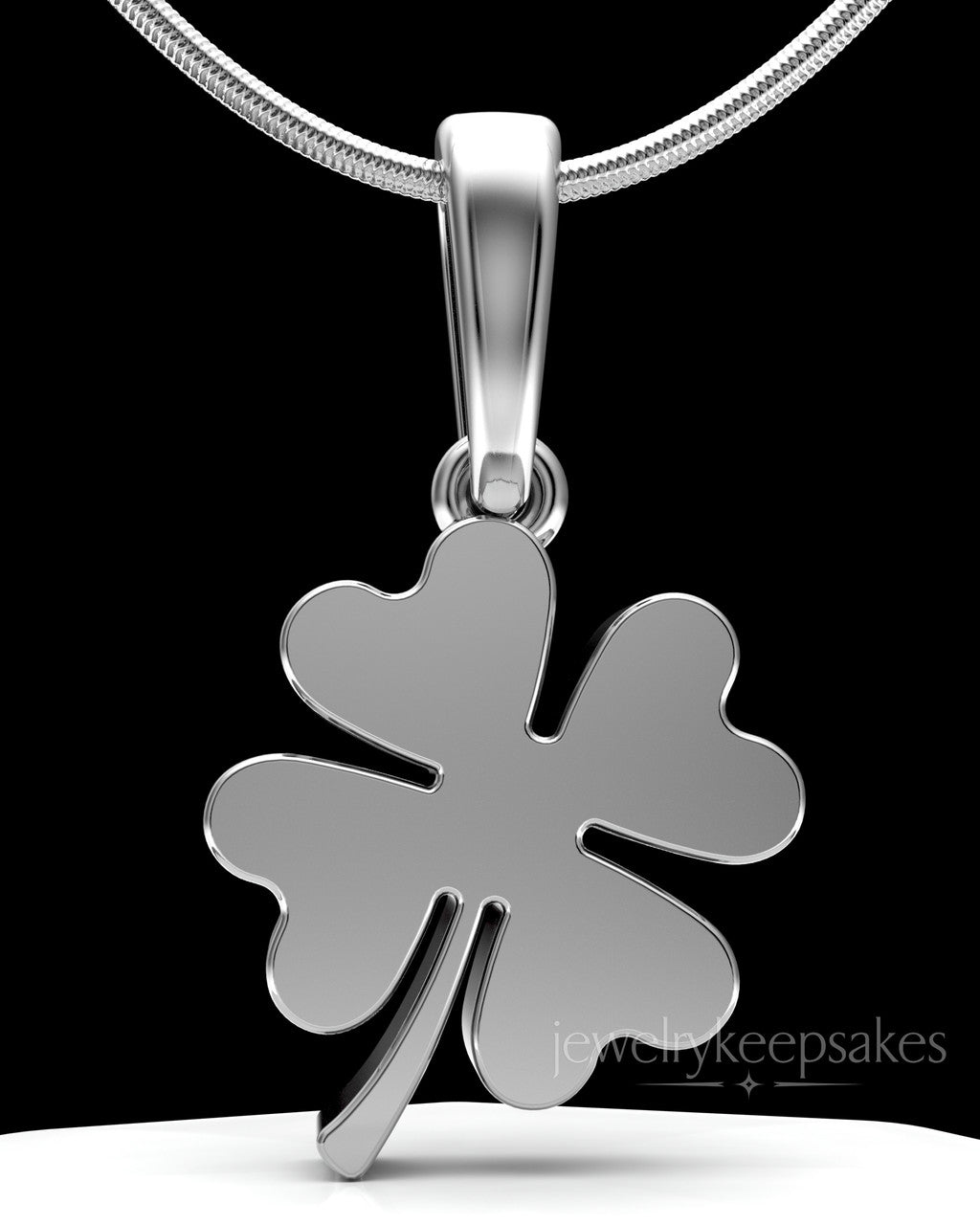Solid 14k White Gold My Lucky Clover Permanently Sealed Waterproof Keepsake Jewelry