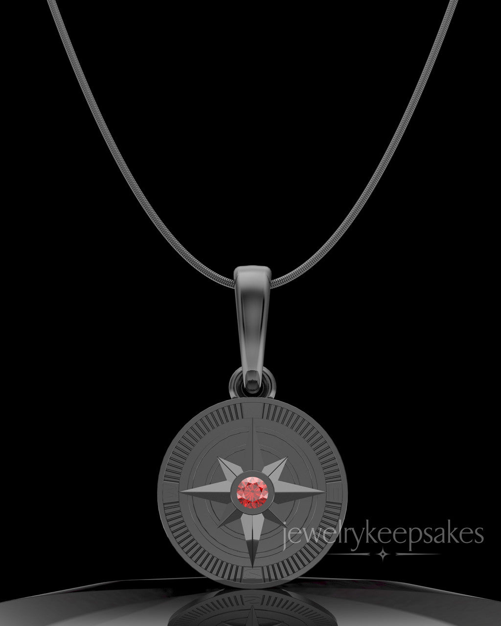 Black Plated Compass Permanently Sealed Waterproof Keepsake Jewelry