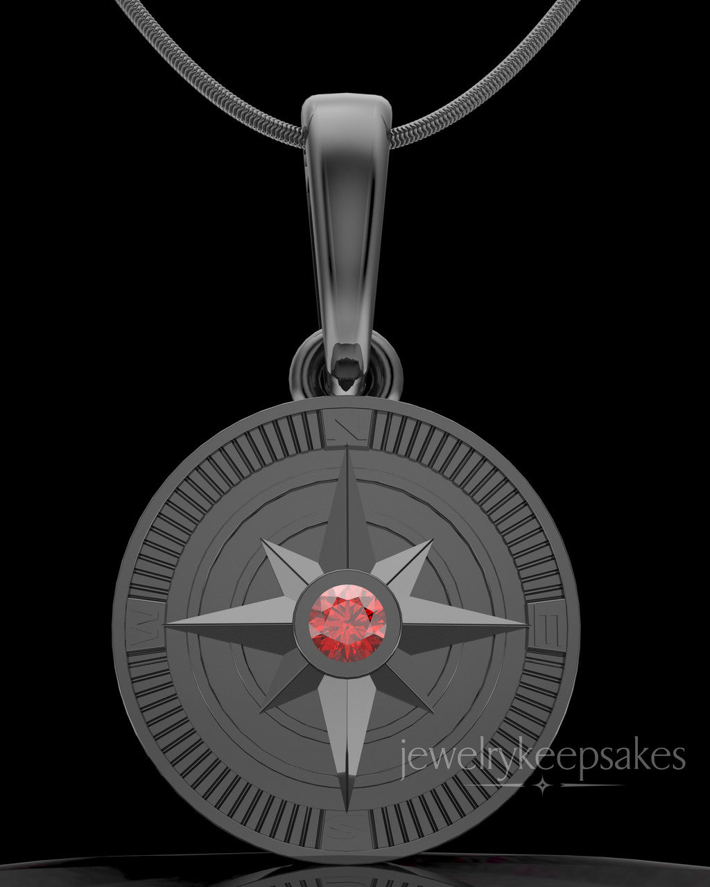 Black Plated Compass Permanently Sealed Waterproof Keepsake Jewelry