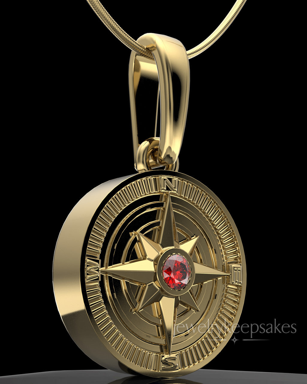 Gold Plated Compass Permanently Sealed Waterproof Keepsake Jewelry