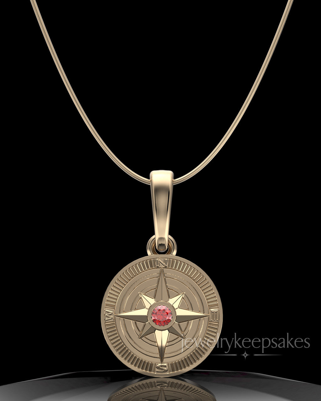 Solid 14K Gold Compass Permanently Sealed Waterproof Keepsake Jewelry