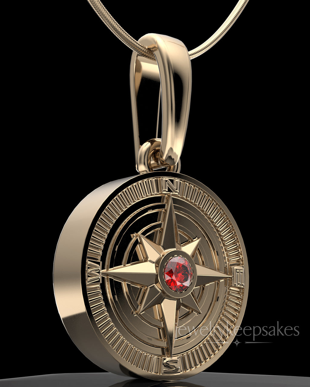 Solid 14K Gold Compass Permanently Sealed Waterproof Keepsake Jewelry