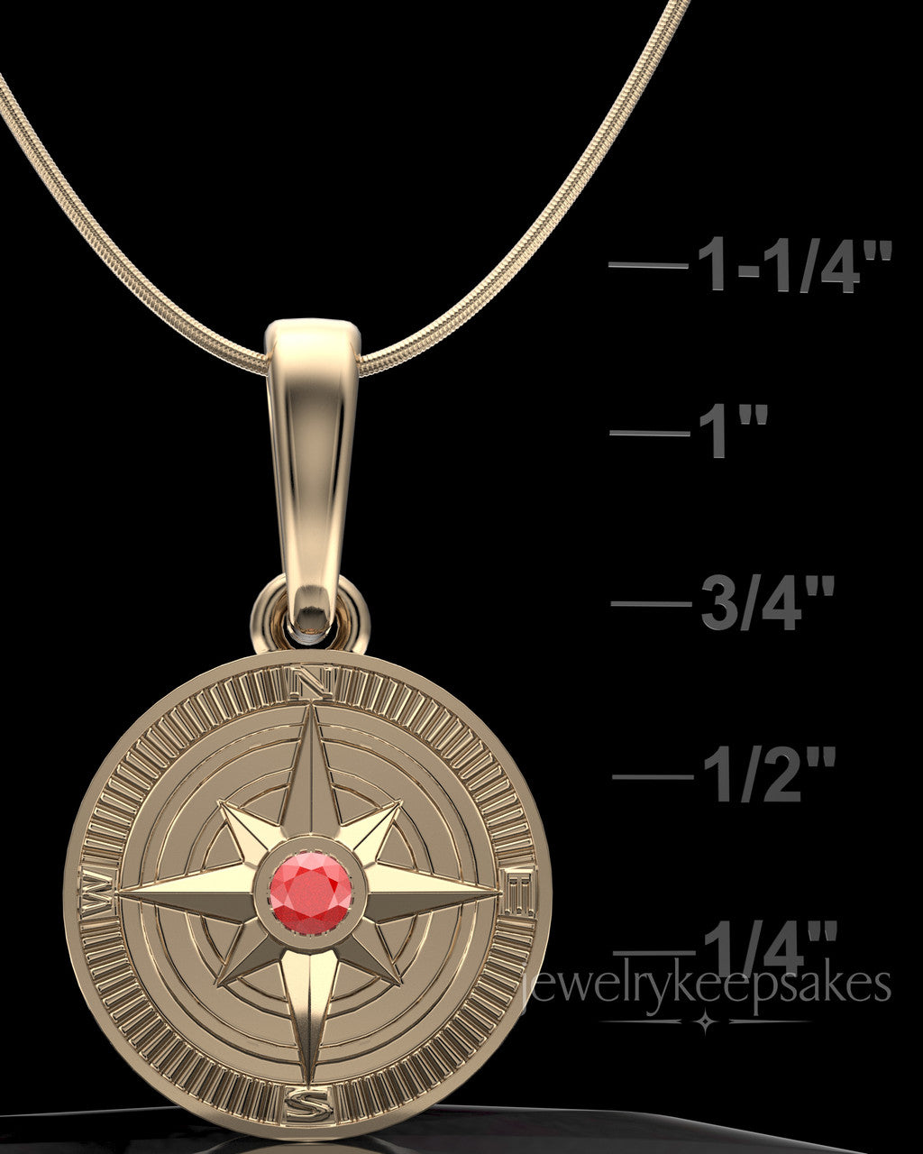 Solid 14K Gold Compass Permanently Sealed Waterproof Keepsake Jewelry