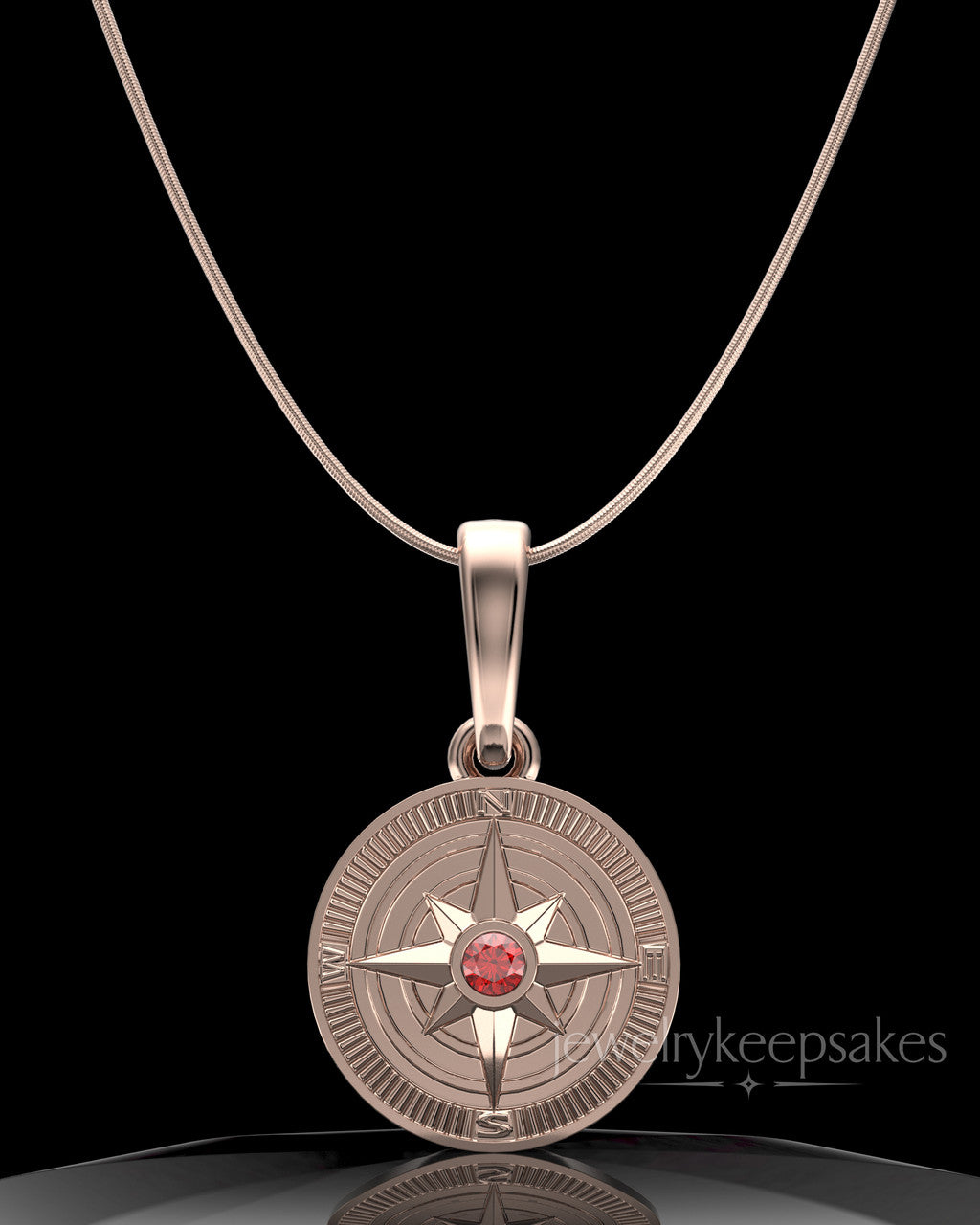 Rose Gold Plated Compass Permanently Sealed Waterproof Keepsake Jewelry