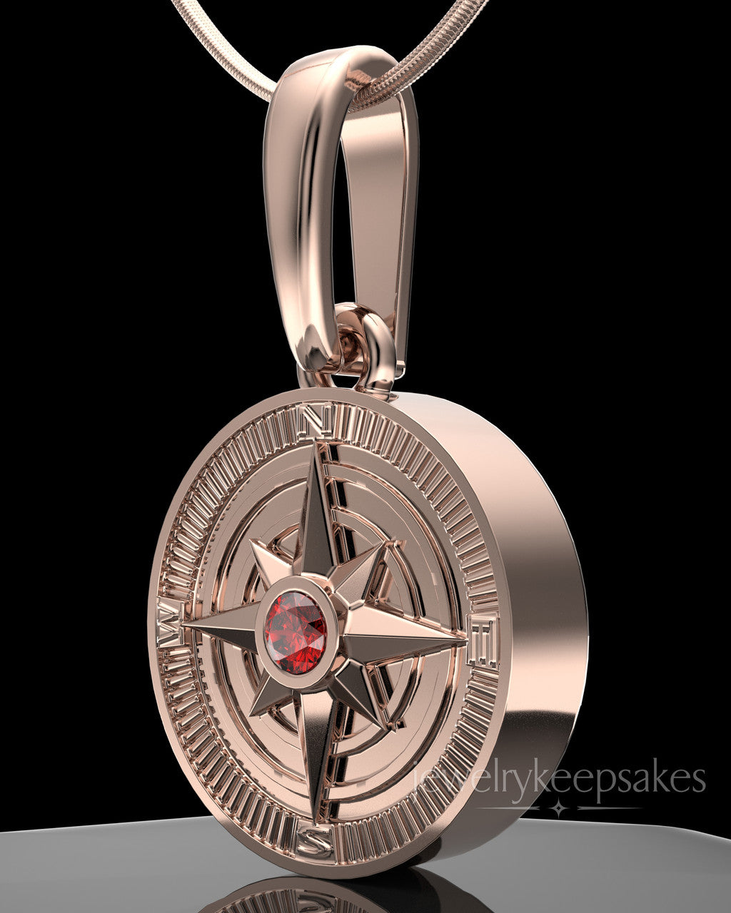 Rose Gold Plated Compass Permanently Sealed Waterproof Keepsake Jewelry