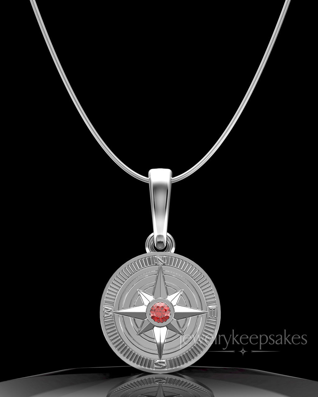 Sterling Silver Compass Permanently Sealed Waterproof Keepsake Jewelry