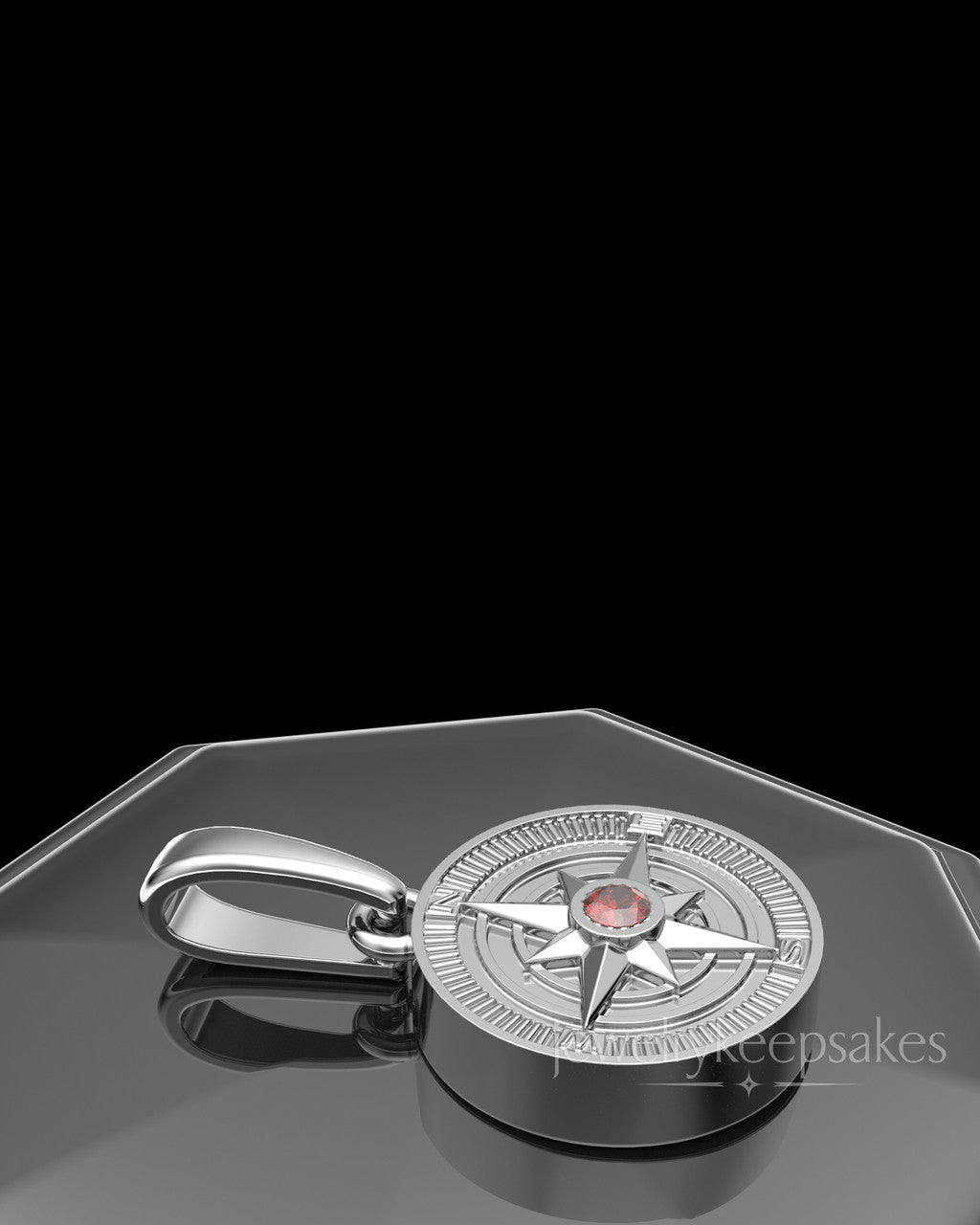 Sterling Silver Compass Permanently Sealed Waterproof Keepsake Jewelry
