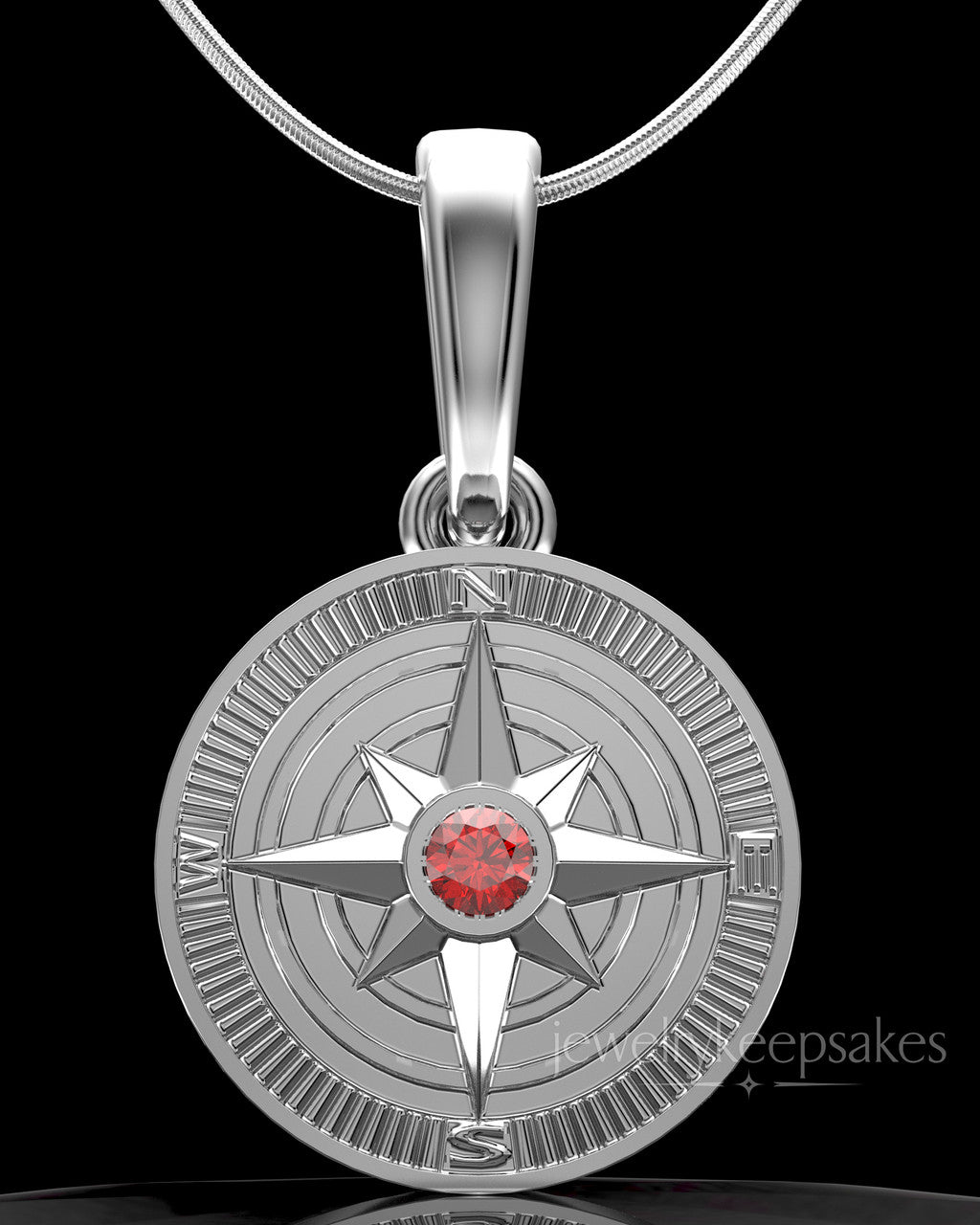 Sterling Silver Compass Permanently Sealed Waterproof Keepsake Jewelry