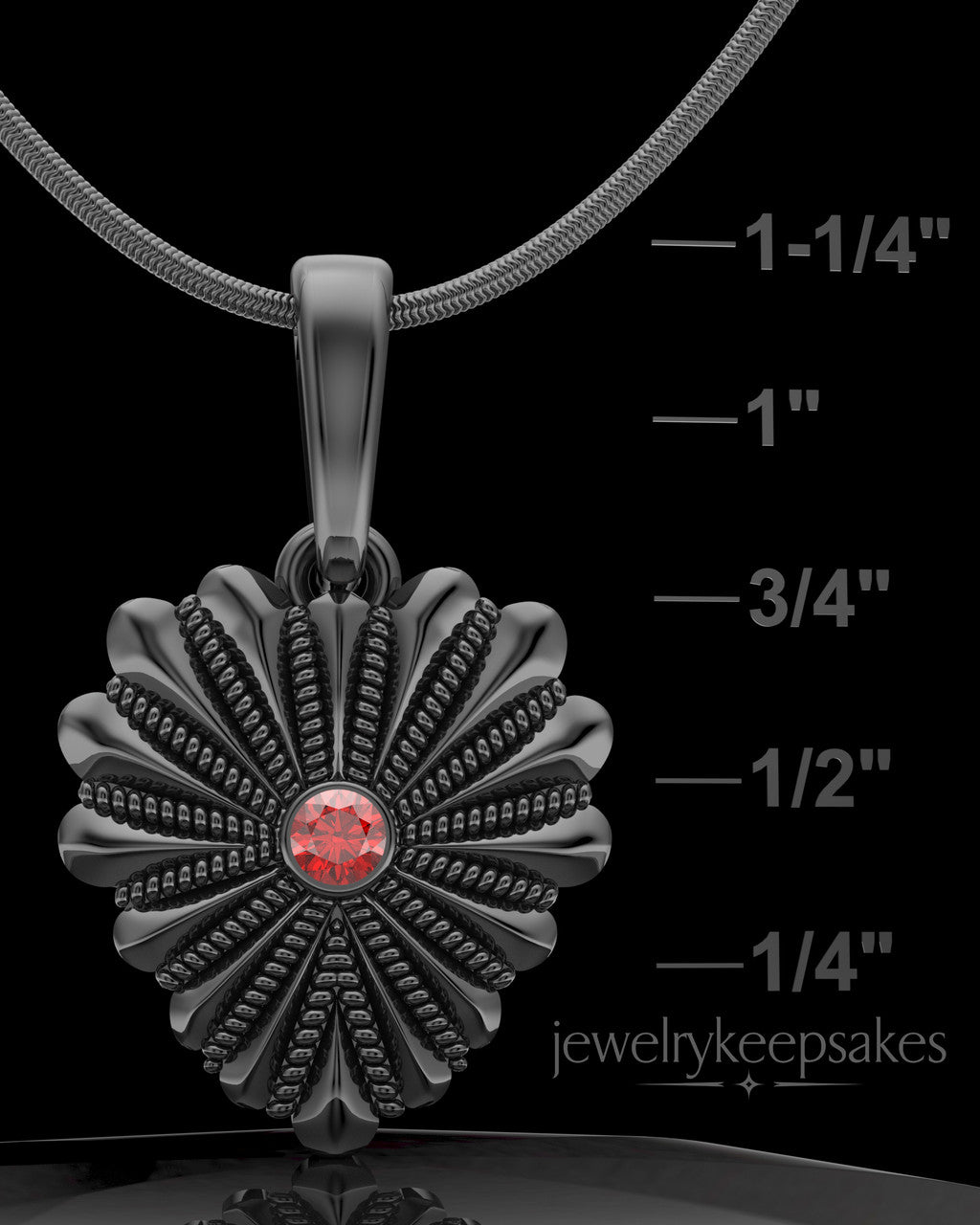 Black Plated Rodeo Birthstone Heart Permanently Sealed Waterproof Keepsake Jewelry