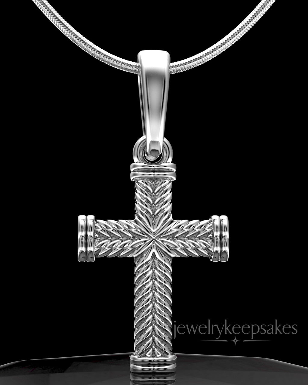 Sterling Silver Braided Cross Permanently Sealed Waterproof Keepsake Jewelry
