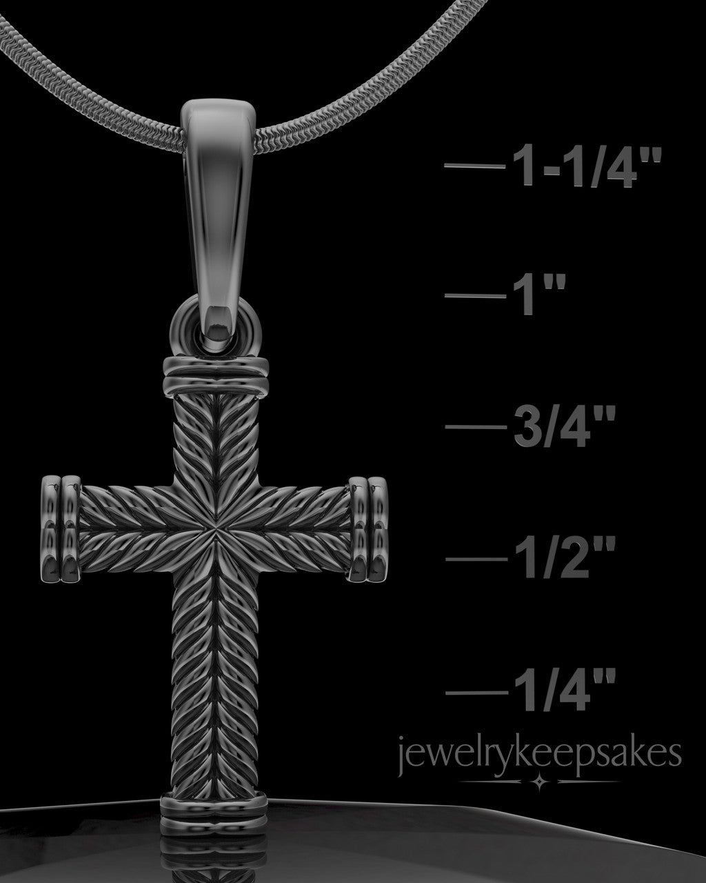 Black Plated Braided Cross Permanently Sealed Waterproof Keepsake Jewelry