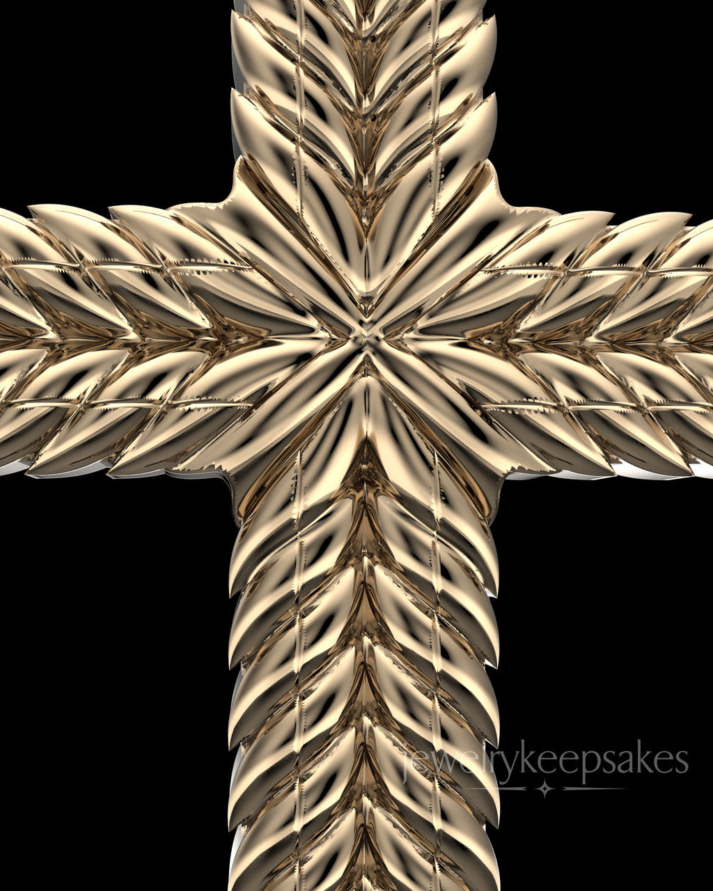Solid 14k Gold Braided Cross Permanently Sealed Waterproof Keepsake Jewelry