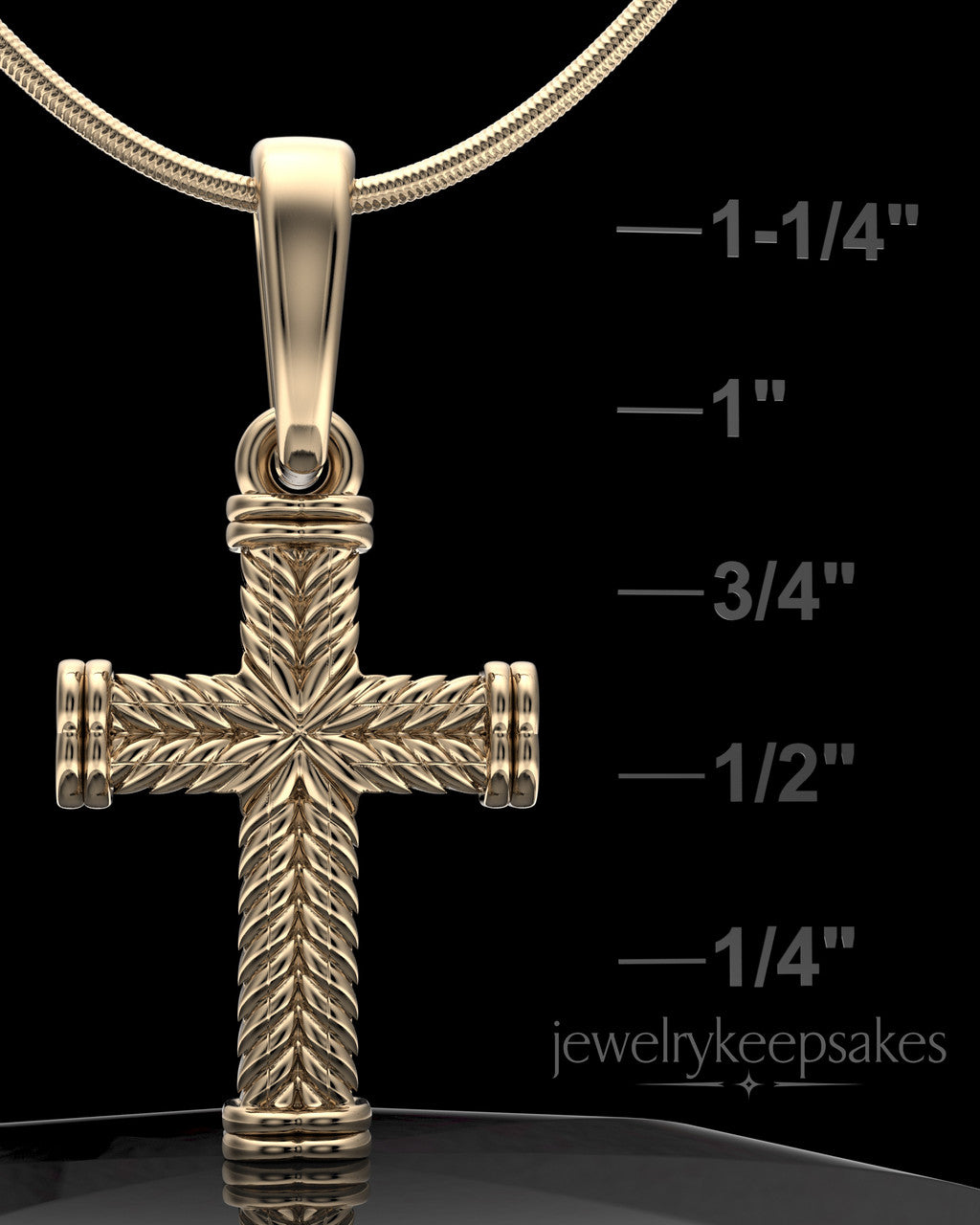 Solid 14k Gold Braided Cross Permanently Sealed Waterproof Keepsake Jewelry