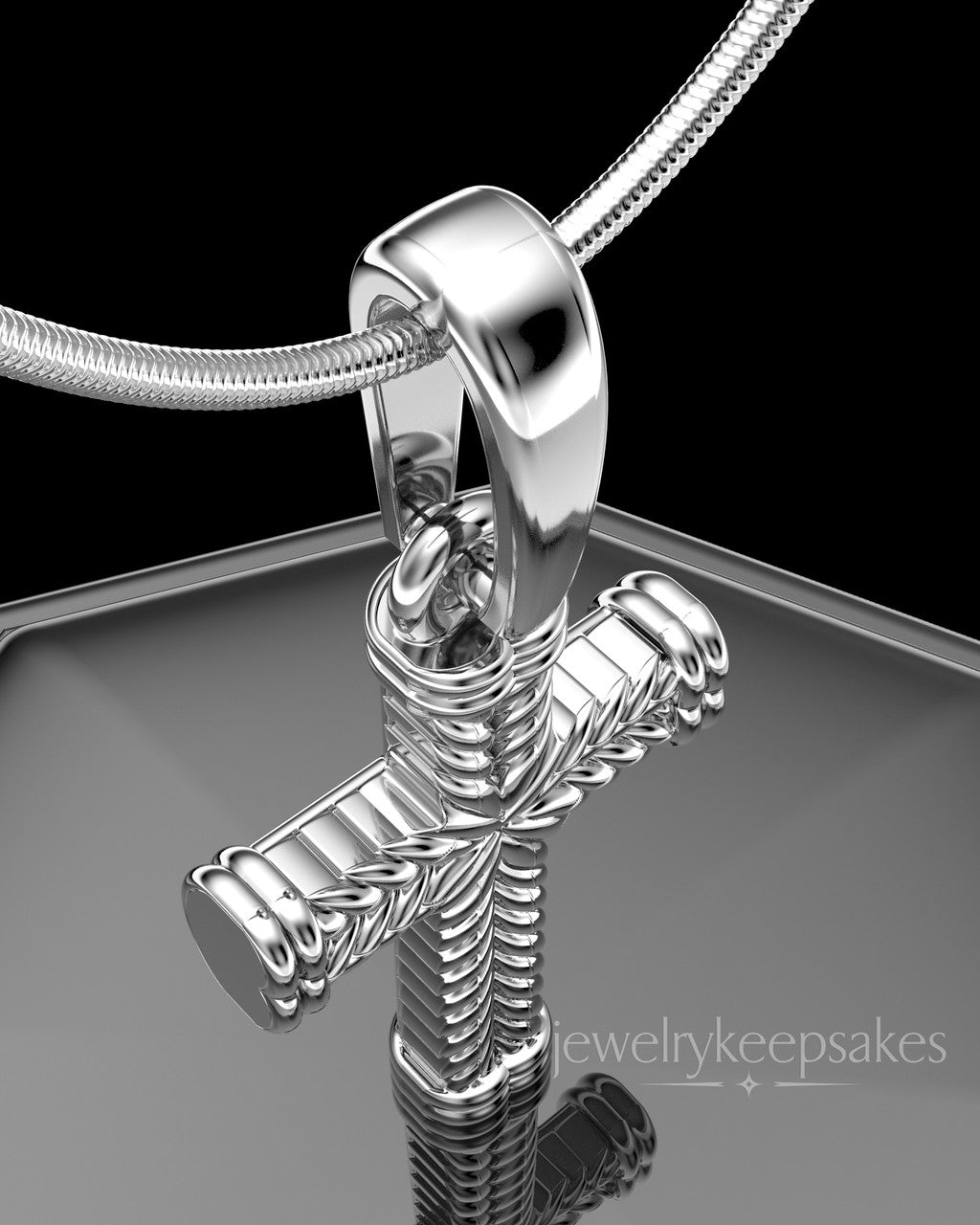 Sterling Silver Braided Cross Permanently Sealed Waterproof Keepsake Jewelry