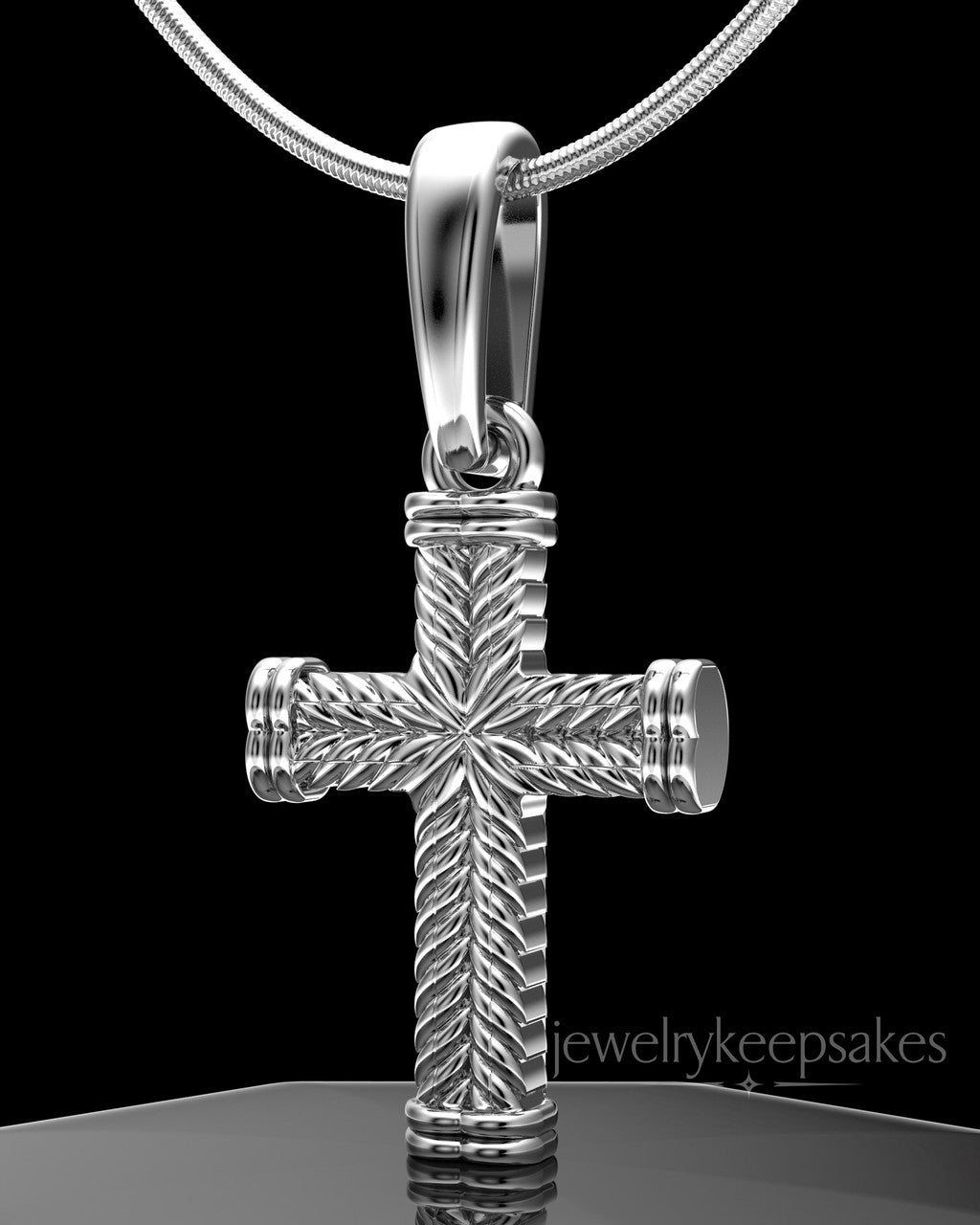 Sterling Silver Braided Cross Permanently Sealed Waterproof Keepsake Jewelry