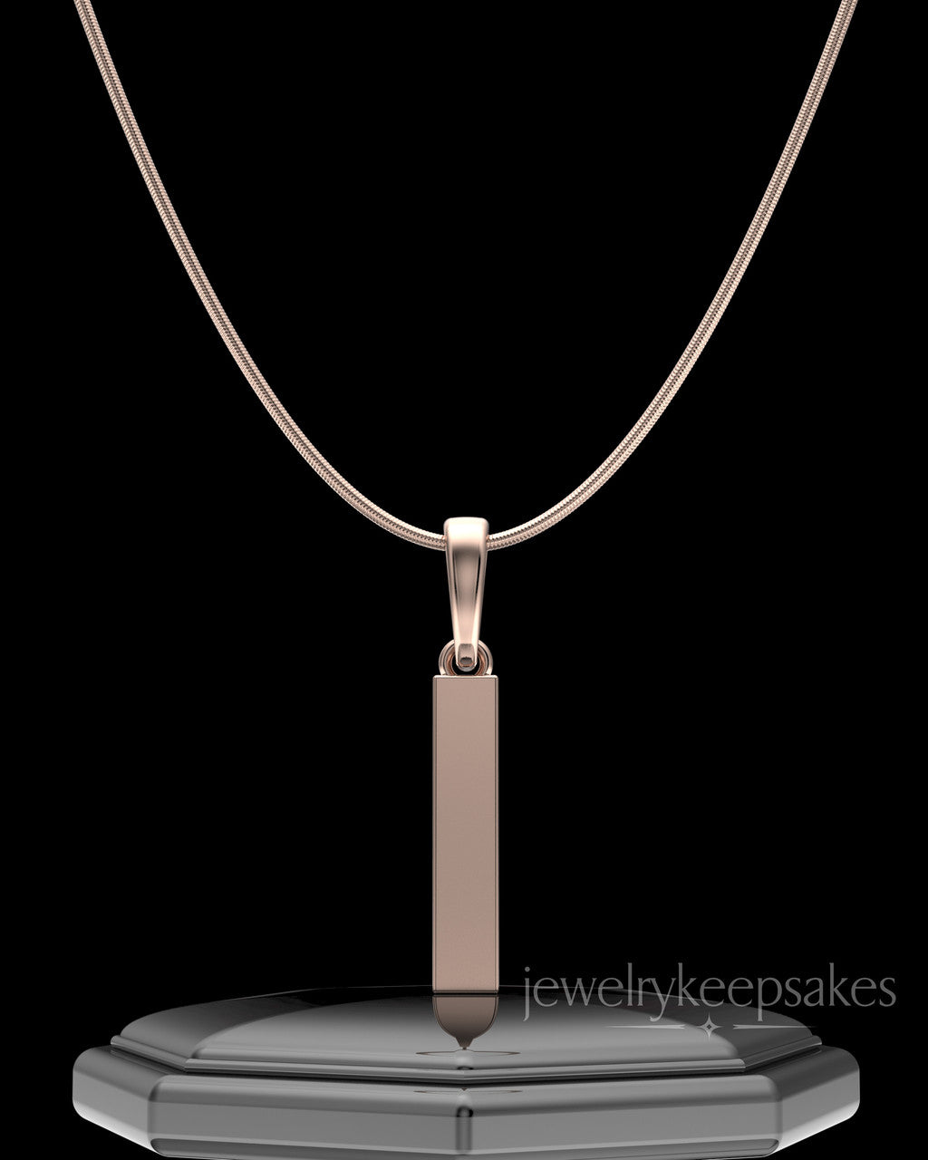 Rose Gold Plated Steadfast Long Cylinder Permanently Sealed Waterproof Keepsake Jewelry