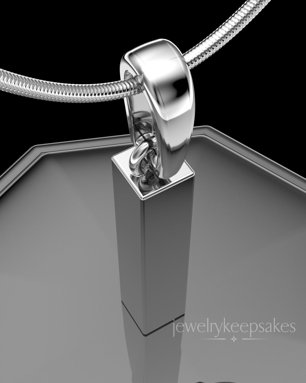 Solid 14k White Gold Steadfast Long Cylinder Permanently Sealed Waterproof Keepsake Jewelry