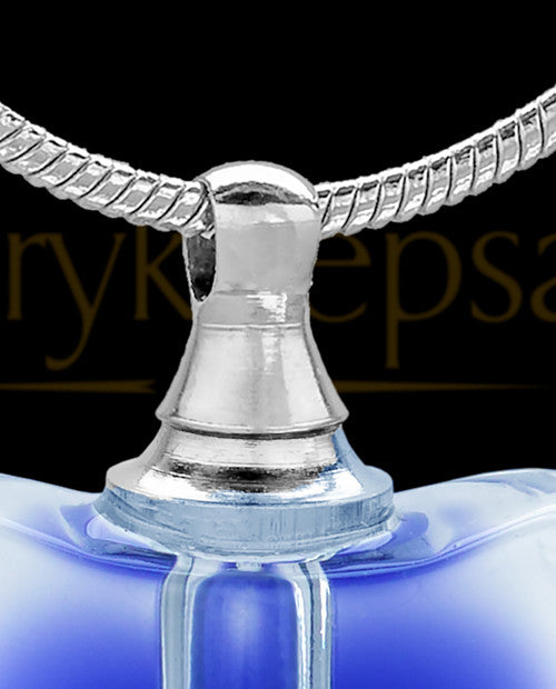 Blue Glass Beating Heart Cremation Pendant
