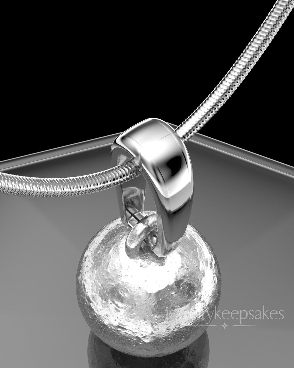 Solid 14K White Gold Spherical Permanently Sealed Waterproof Keepsake Jewelry
