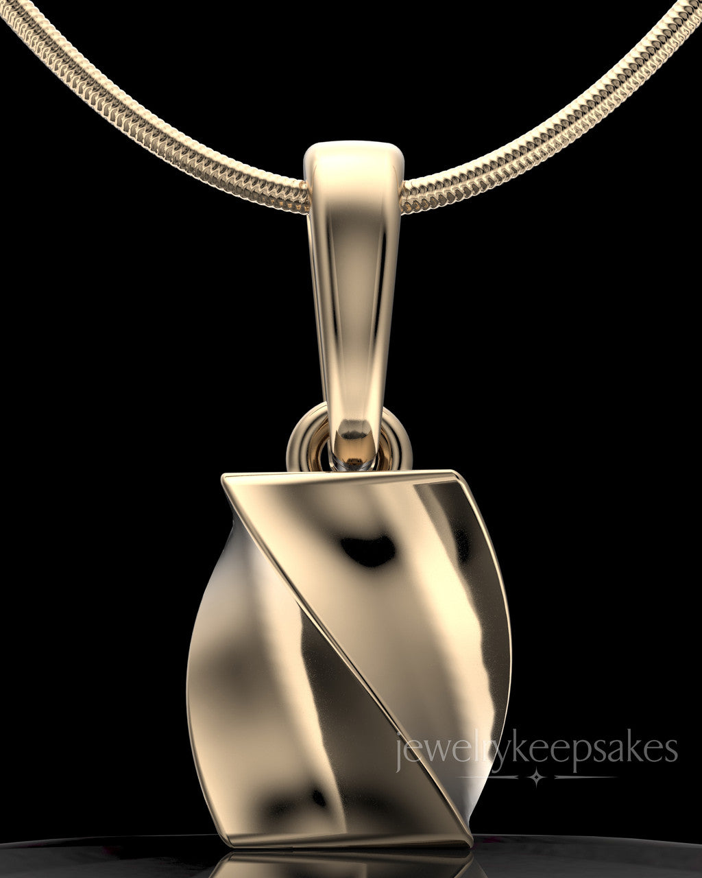 Solid 14k Gold Twisted Rectangle Permanently Sealed Waterproof Keepsake Jewelry