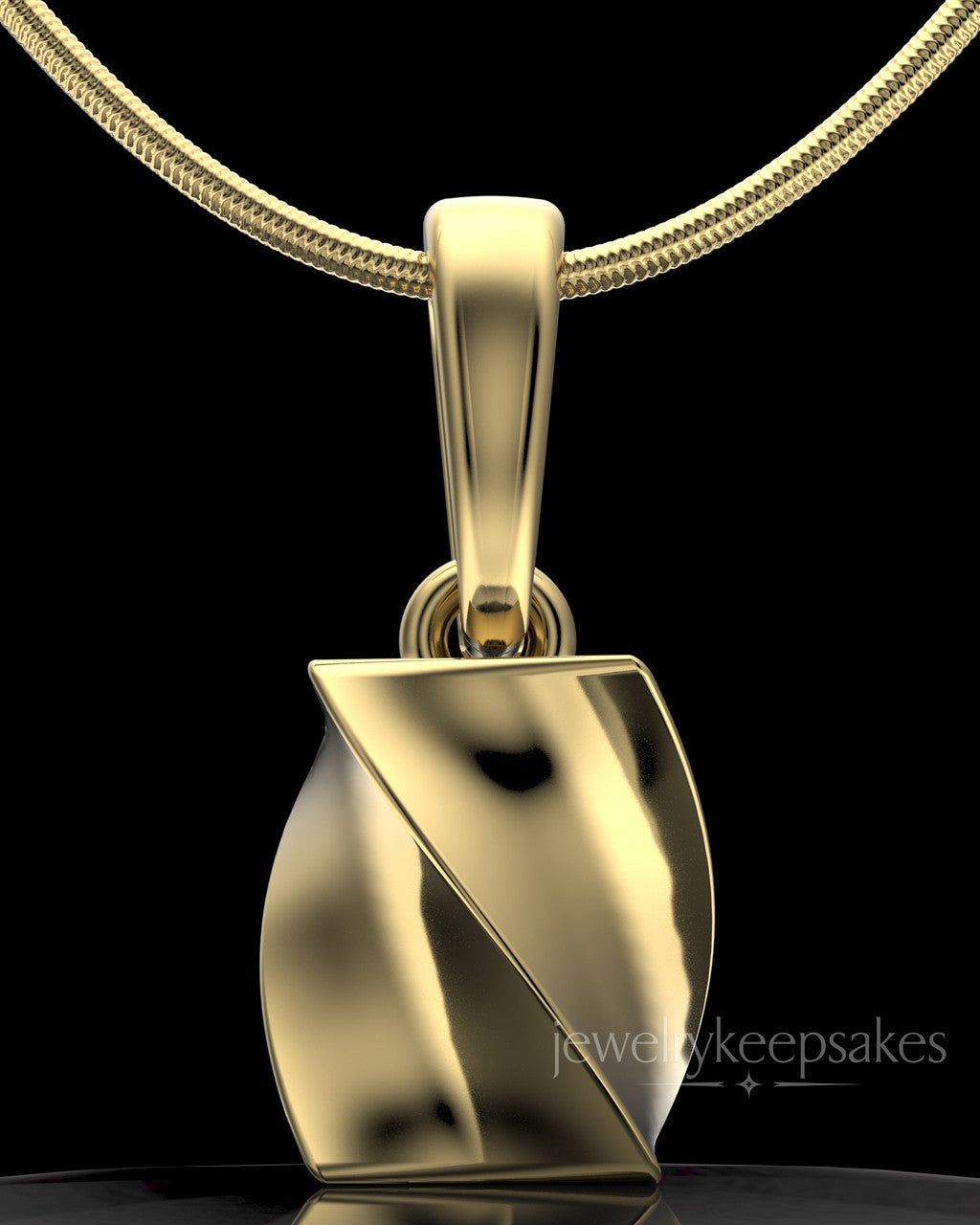 Gold Plated Twisted Rectangle Permanently Sealed Waterproof Keepsake Jewelry