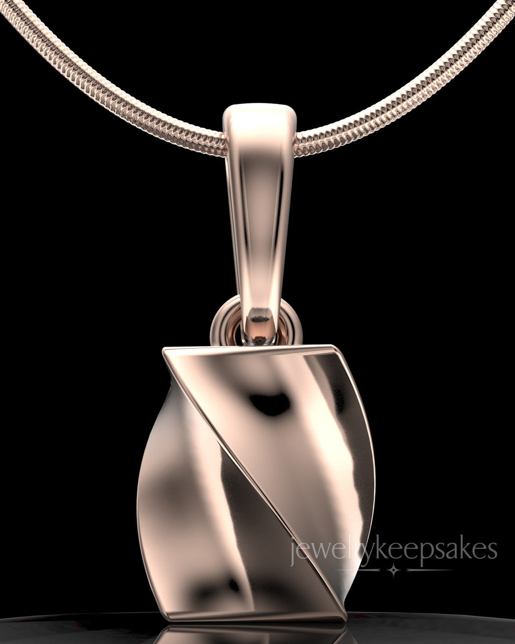 Rose Gold Plated Twisted Rectangle Permanently Sealed Waterproof Keepsake Jewelry