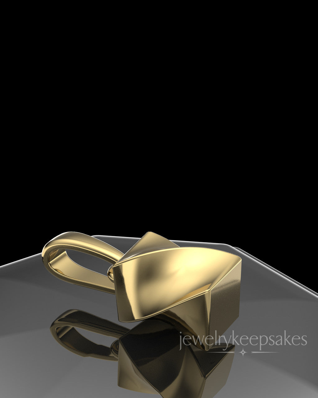 Gold Plated Twisted Rectangle Permanently Sealed Waterproof Keepsake Jewelry