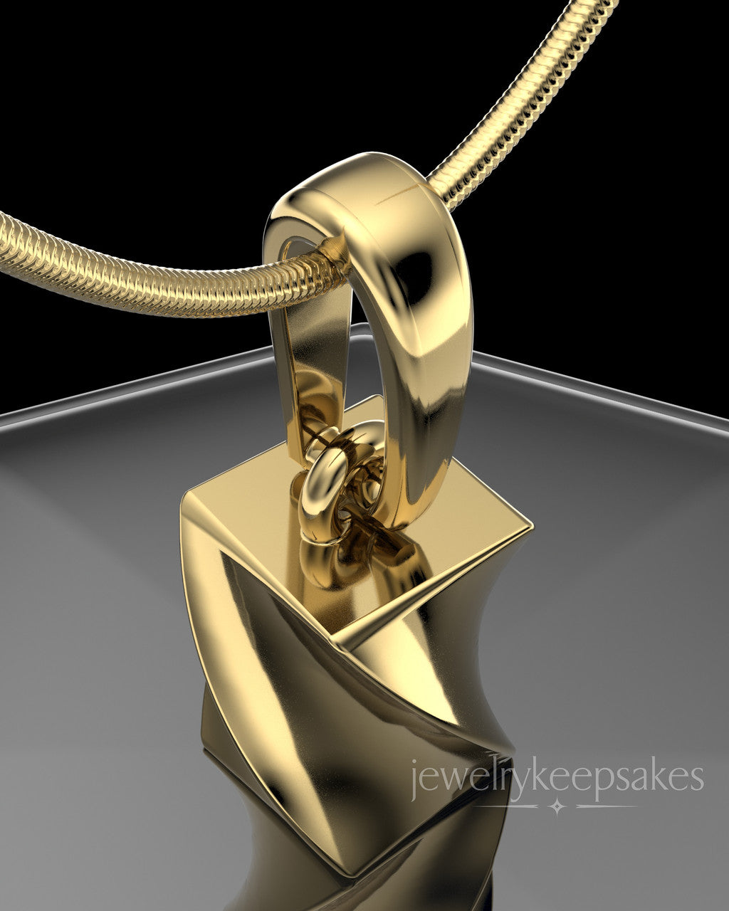 Gold Plated Twisted Rectangle Permanently Sealed Waterproof Keepsake Jewelry