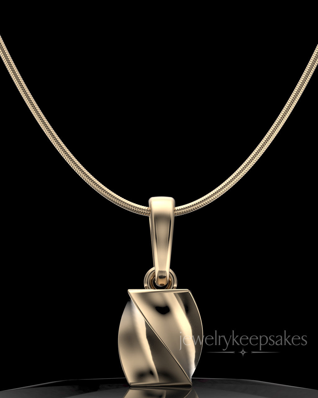 Solid 14k Gold Twisted Rectangle Permanently Sealed Waterproof Keepsake Jewelry