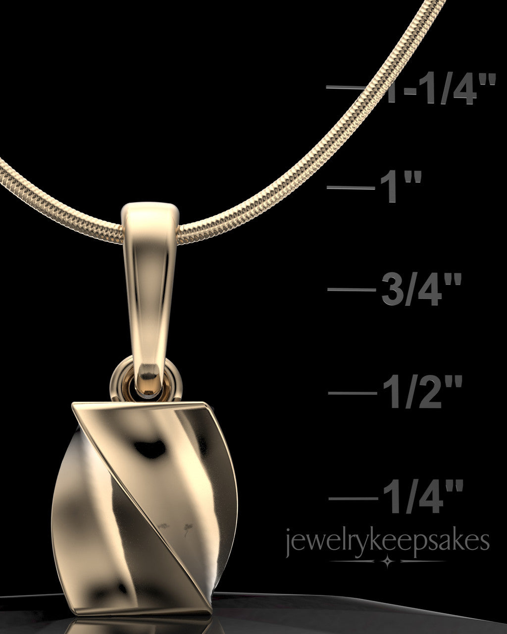 Solid 14k Gold Twisted Rectangle Permanently Sealed Waterproof Keepsake Jewelry