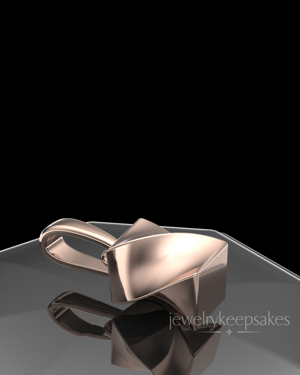 Rose Gold Plated Twisted Rectangle Permanently Sealed Waterproof Keepsake Jewelry