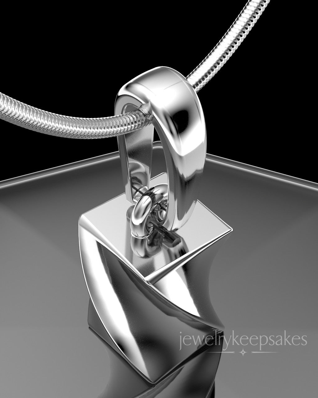 Sterling Silver Twisted Rectangle Permanently Sealed Waterproof Keepsake Jewelry