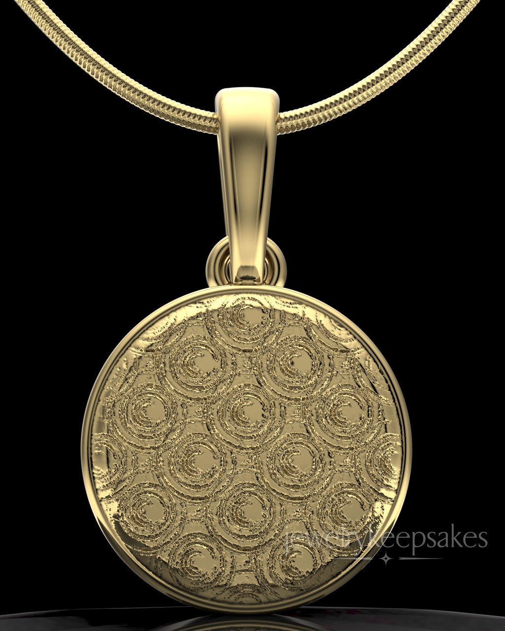 Gold Plated Patterned Round Permanently Sealed Waterproof Keepsake Jewelry