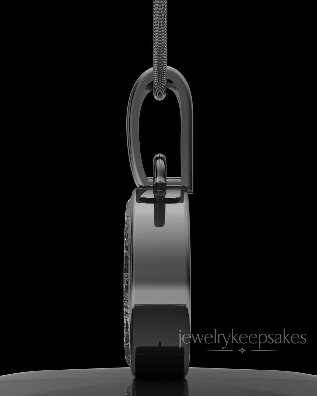 Black Plated Patterned Round Permanently Sealed Waterproof Keepsake Jewelry