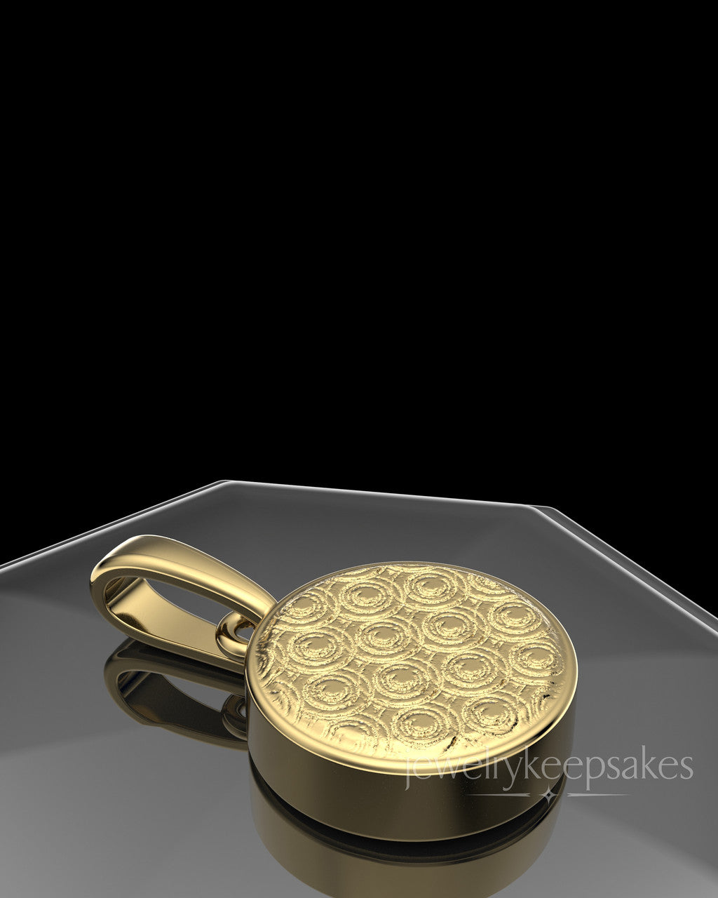 Gold Plated Patterned Round Permanently Sealed Waterproof Keepsake Jewelry