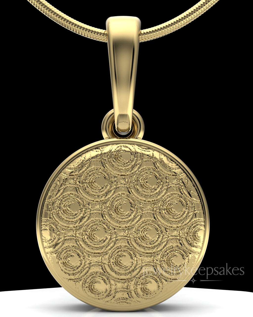 Gold Plated Patterned Round Permanently Sealed Waterproof Keepsake Jewelry