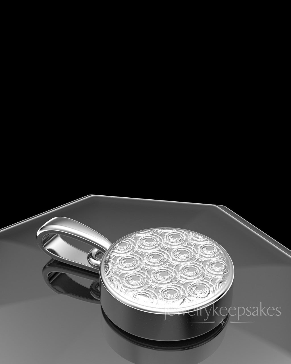 Sterling Silver Patterned Round Permanently Sealed Waterproof Keepsake Jewelry