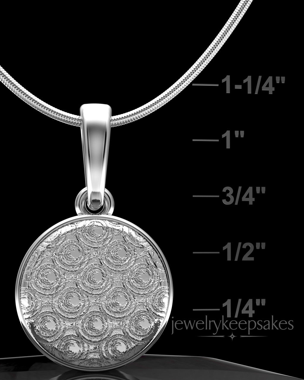 Sterling Silver Patterned Round Permanently Sealed Waterproof Keepsake Jewelry