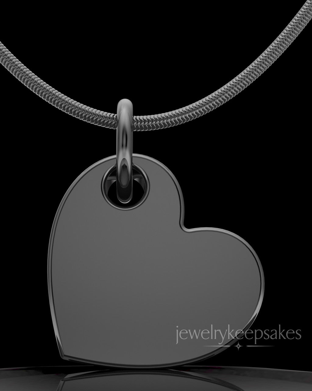 Black Plated Angled Heart Permanently Sealed Waterproof Keepsake Jewelry