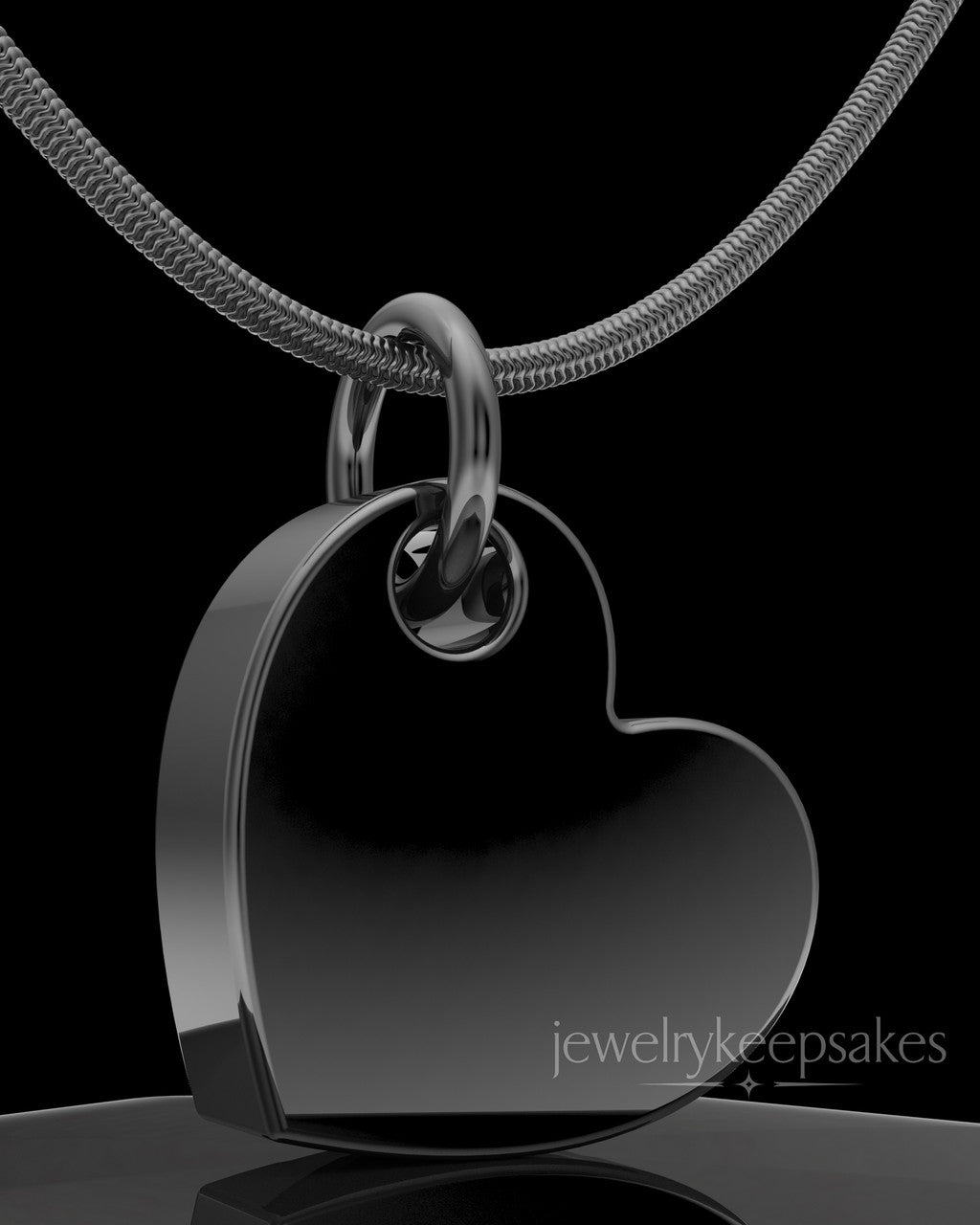 Black Plated Angled Heart Permanently Sealed Waterproof Keepsake Jewelry