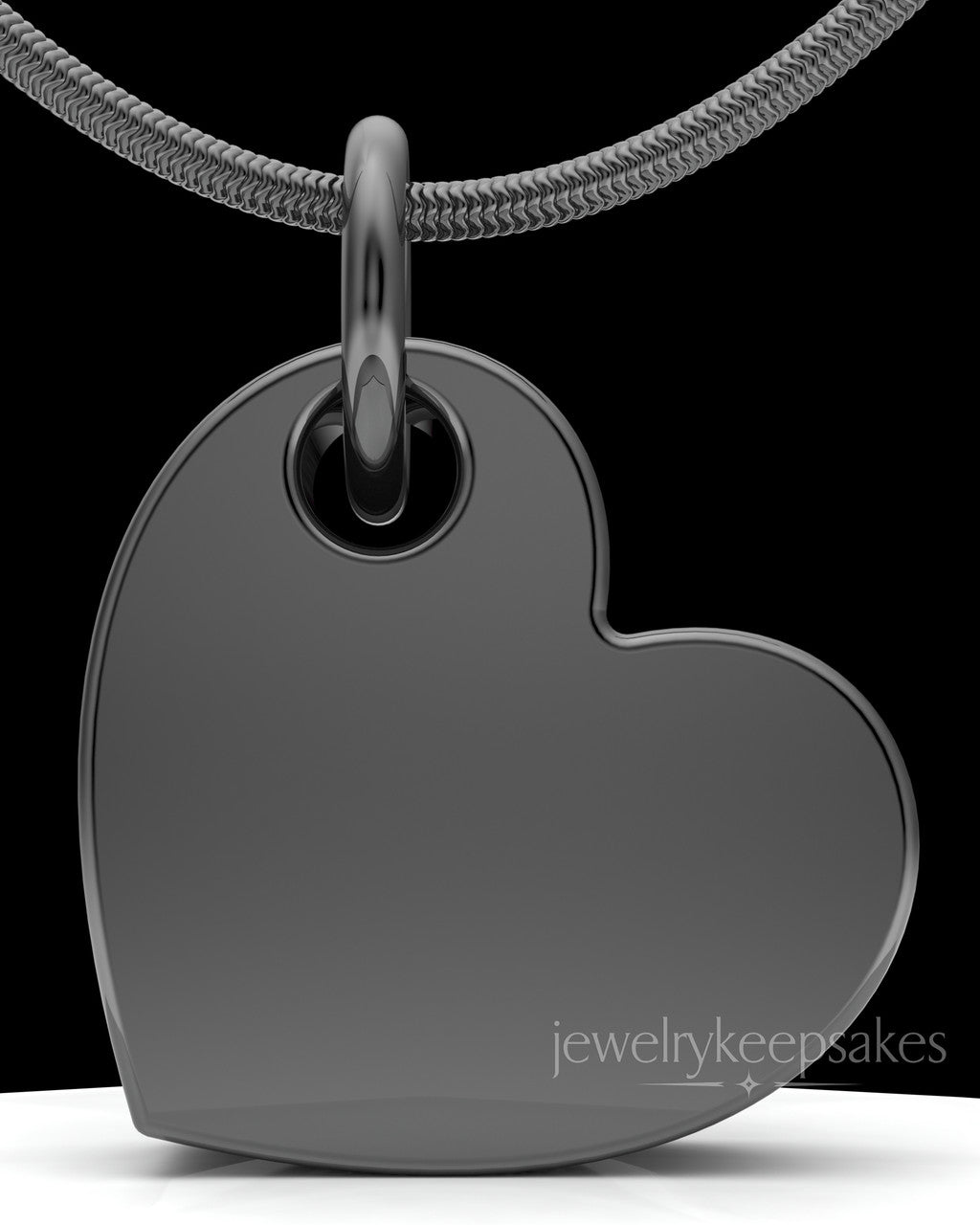 Black Plated Angled Heart Permanently Sealed Waterproof Keepsake Jewelry
