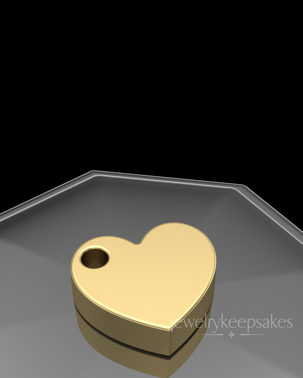 Gold Plated Angled Heart Permanently Sealed Waterproof Keepsake Jewelry